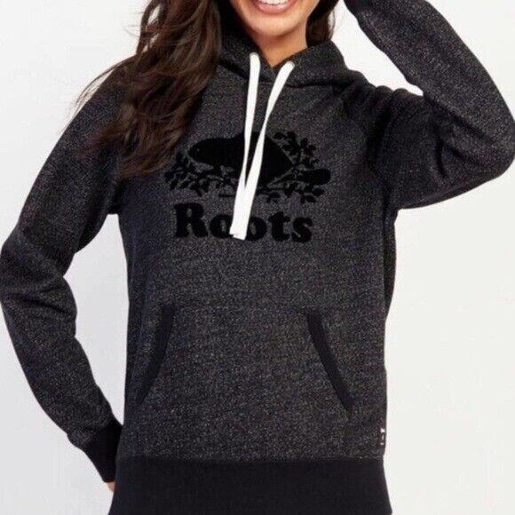 Roots Canadian M Gray Long Sleeve Hoodie 0513 marled cotton medium women’s - Picture 1 of 12